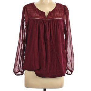 Lucky Brand Red Boho Billow Sleeve Peasant Top M